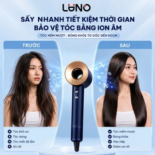 Máy Sấy Tóc LUNO Ion Âm, Tốc Độ Cao 110.000, 3 Cấp Nóng Lạnh, Công Suất Cao Tặng Kèm Đầu Sấy Tạo Kiểu