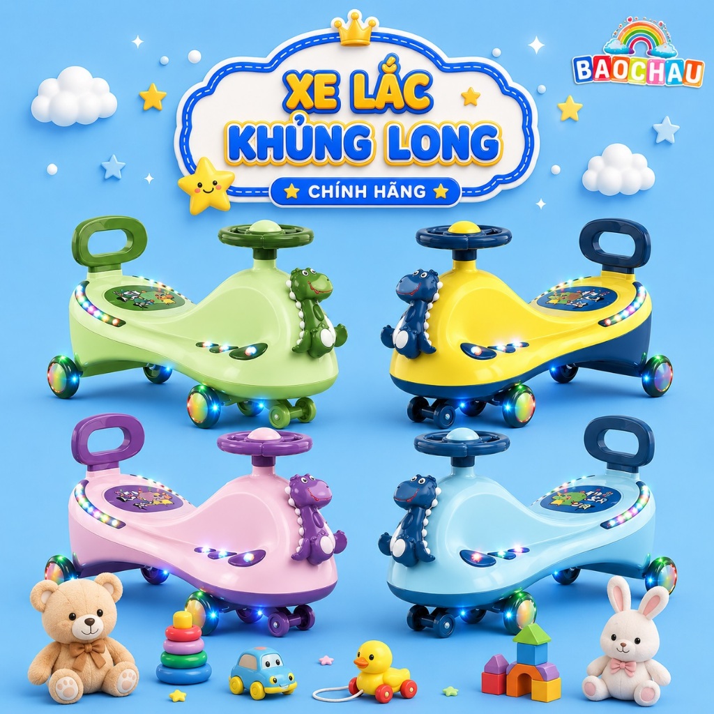 ⚡𝑴𝒊𝒆̂̃𝒏 𝑺𝒊́𝒑⚡Xe lắc cho bé mẫu mới , Xe lắc chòi chân có nhạc và đèn cho bé từ 1-6 tuổi /