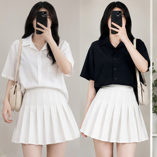 Áo Sơ Mi Bigsize Nữ Tay Ngắn Form Basic Mặc Đi Học Đi Làm Vải Cotton 58-95kg SMHS