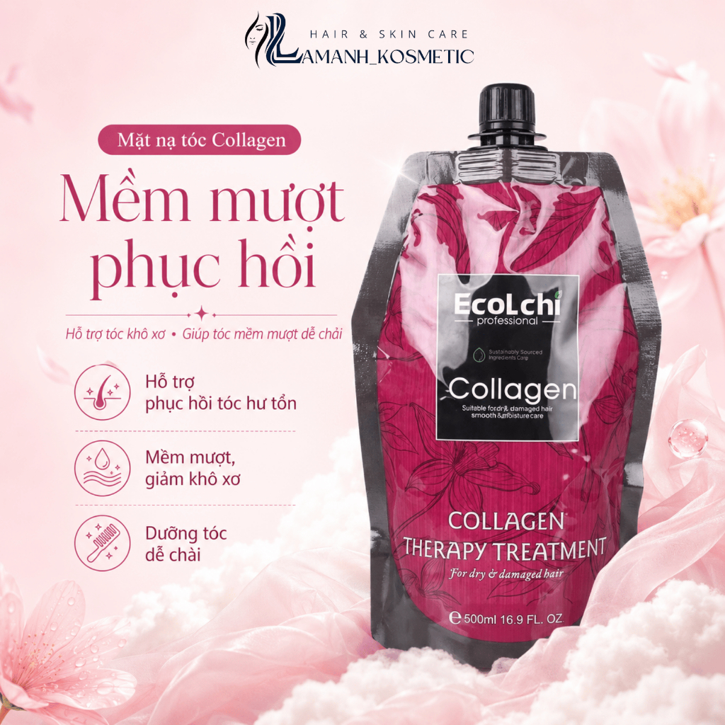 Kem Ủ Tóc Ecolchi Collagen Therapy Treatment 500ml | Dưỡng Tóc Mềm Mượt, Hỗ Trợ Phục Hồi Tóc Khô Xơ.
