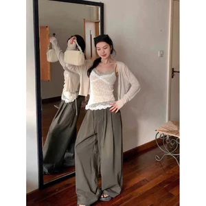 Set áo 2 dây kèm cadigan quần suông