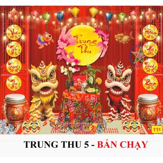 Phụ kiện trang trí Tết Trung Thu mẫu mới, Tranh vải canvas decor chụp ảnh, Phông nền Tết Đoàn Viên trang trí TT1-BIATON
