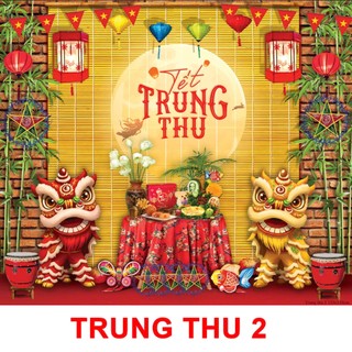Phụ kiện trang trí Tết Trung Thu mẫu mới, Tranh vải canvas decor chụp ảnh, Phông nền Tết Đoàn Viên trang trí TT1-BIATON