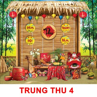 Phụ kiện trang trí Tết Trung Thu mẫu mới, Tranh vải canvas decor chụp ảnh, Phông nền Tết Đoàn Viên trang trí TT1-BIATON