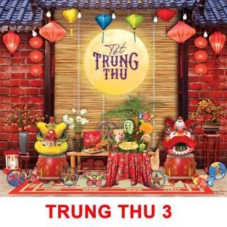 Phụ kiện trang trí Tết Trung Thu mẫu mới, Tranh vải canvas decor chụp ảnh, Phông nền Tết Đoàn Viên trang trí TT1-BIATON