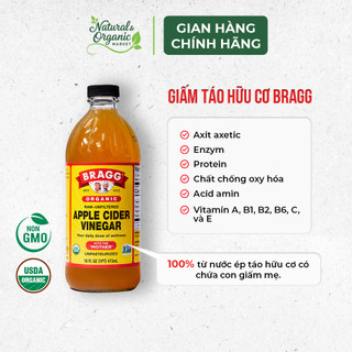 Giấm Táo Hữu Cơ 946ml Bragg Thanh Lọc Cơ Thể Tự Nhiên, Hỗ Trợ Tiêu Hóa – Natural Market