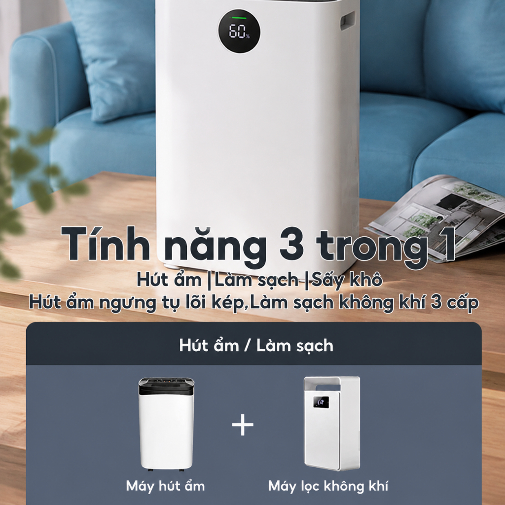 Tixx Máy hút ẩm 2.5L  thiết bị gia đình văn phòng 400mL/ngày chống ồn tiết kiệm điện