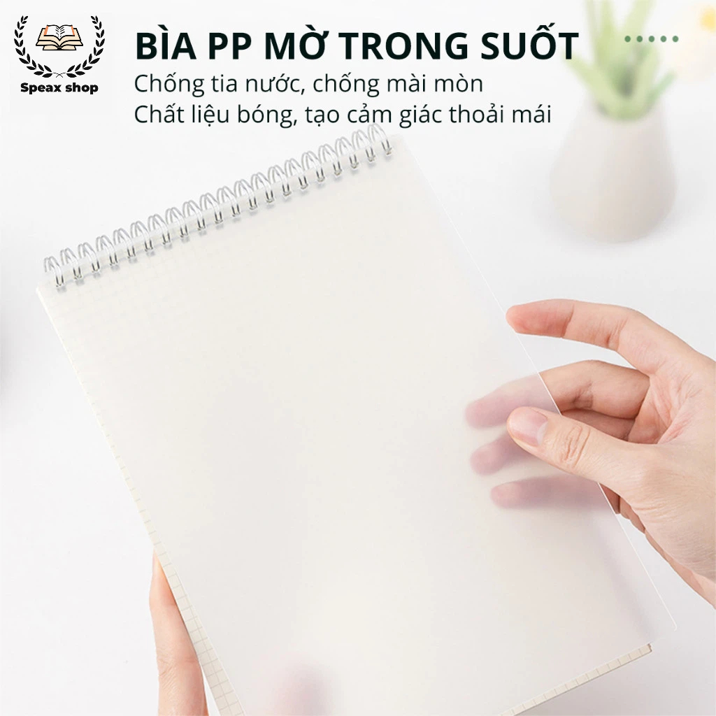 Sổ Lò Xo Caro 5x5 A4 A5 A6 160 Trang – Bìa Nhựa Trong Chống Bẩn, Lò Xo Kép Bền Chắc, Ghi Chép Tiện Lợi