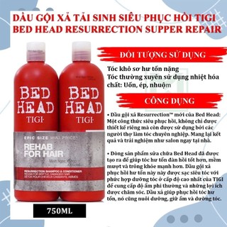Dầu Gội Xả Tigi Bed Head Resurrection Supper Repair Cặp Gội Xả Phục Hồi Ngăn Rụng Tóc Tigi Bed Head 750ml-Skinora Beauty