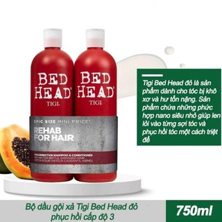 Dầu Gội Xả Tigi Bed Head Resurrection Supper Repair Cặp Gội Xả Phục Hồi Ngăn Rụng Tóc Tigi Bed Head 750ml-Skinora Beauty