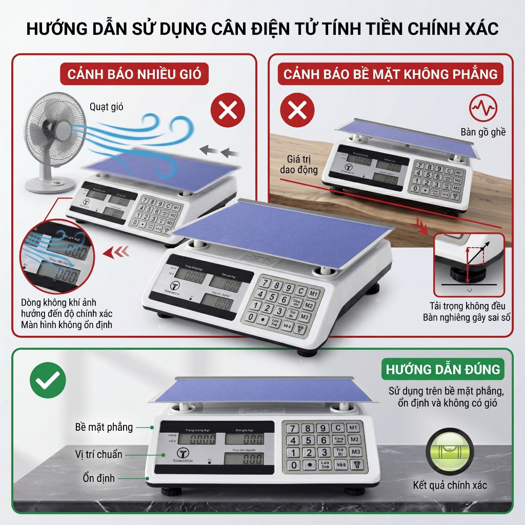 Cân Điện Tử 40Kg, Chính Xác 5g, Màn Hình LED 2 Mặt, Dùng Pin Hoặc Sạc, Tính Tiền Thông Minh, Phù Hợp Cửa Hàng, Chợ, Kinh
