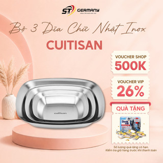Bộ 3 Dĩa Chữ Nhật Inox Cao Cấp Cuitisan (EC11-021S3) chuẩn hãng, thiết kế gọn gàng, không ám mùi GST HCM 510173