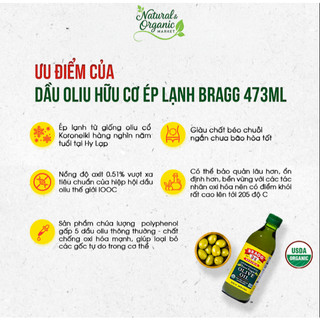 Dầu Oliu Nguyên Chất Ép Lạnh 473ml Bragg Giàu Chất Chống Oxy Hóa, Hỗ Trợ Tim Mạch – Natural Market