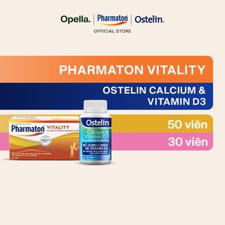 Bộ 1 Thực Phẩm Bảo Vệ Sức Khỏe Pharmaton Vitality Dạng Vỉ Hộp 50 Viên + Ostelin Bổ Sung Calcium & Vitamin D3 30 viên