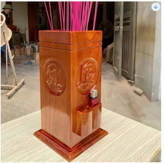 Ống đựng nhang gỗ tự nhiên (PHÚC LỘC THỌ)/ trơn có chỗ để hộp quẹt mẫu mới (hàng tốt)