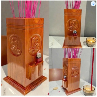 Ống đựng nhang gỗ tự nhiên (PHÚC LỘC THỌ)/ trơn có chỗ để hộp quẹt mẫu mới (hàng tốt)