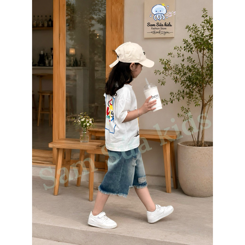 {8-45KG} 🌟 ÁO THUN UNISEX HỌA TIẾT CÚ MÈO – Áo Thun Bé Trai Bé Gái Cotton Mềm, Co Giãn 4 Chiều | Sam Sứa Kids
