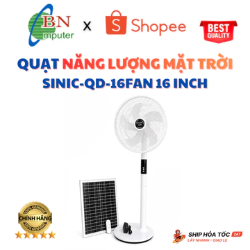 Quạt NĂNG LƯỢNG MẶT TRỜI dạng đứng Sinic-QD-16Fan 16 inch TÍCH ĐIỆN, CHÍNH HÃNG