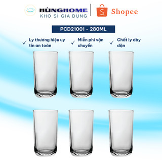 Bộ 6 Ly Thủy Tinh Bầu Cao PCD21001 280ML, Chất Liệu Thủy Tinh Trong Suốt, Thiết Kế Đơn Giản - HHome