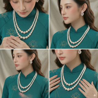 [ DAISYN ] 393 choker ,dây chuyền mang áo dài , vòng cổ mang áo dài, dây chuyền hạt Ngọc 2 sợi dài sang trọng cho nữ