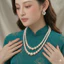 393 choker ,dây chuyền mang áo dài , vòng cổ mang áo dài, dây chuyền hạt Ngọc 2 sợi dài sang trọng cho nữ