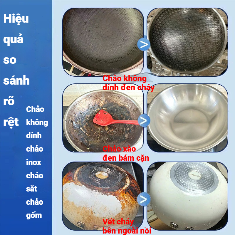 Bột tẩy đa năng nhập khẩu - Tẩy xoong nồi chảo inox, nhà bếp, nhà tắm - Làm sạch dầu mỡ, cặn canxi, ố vàng - Vệ sinh an