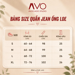 Quần Bò Jeans Nữ Ống Loe Avo Avocado Lưng Cao Màu RETRO Chất Dày Dặn Co Giãn Tốt cạp cao ôm eo gọn chân
