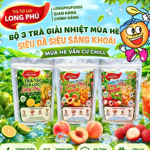 Trà Đào, Trà Vải, Trà Tắc Túi Lọc Long Phú 60gr (30 gói x 2gr) - Chuyên Pha Trà Thông Dụng, Túi Lọc Tiện Lợi
