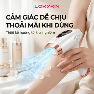 Máy triệt lông lạnh mini Lokykin 9 mức, combo triệt cạo lông mềm mượt, an toàn với da phù hợp cho da nhạy cảm