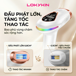 Máy triệt lông lạnh mini Lokykin 9 mức, combo triệt cạo lông mềm mượt, an toàn với da phù hợp cho da nhạy cảm