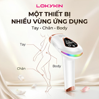 Máy triệt lông lạnh mini Lokykin 9 mức, combo triệt cạo lông mềm mượt, an toàn với da phù hợp cho da nhạy cảm