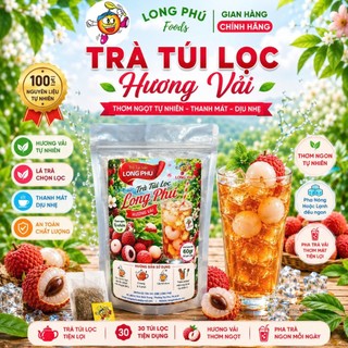 Trà Vải Túi Lọc Long Phú Bịch 60gr (30g x 2gr) - Hương Trà Thơm Dịu, Chuyên Trà Trái Cây, Trà Thông Dụng
