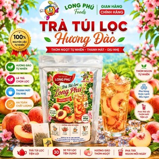 Trà Đào Túi Lọc Long Phú Bịch 60gr (30g x 2gr) - Hương Trà Thơm, Chuyên Trà Trái Cây, Trà Thông Dụng