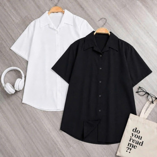Áo Sơ Mi Bigsize Nữ Tay Ngắn Form Basic Mặc Đi Học Đi Làm Vải Cotton 58-95kg SMHS