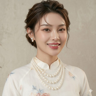 [ DAISYN ] N792 dây chuyền hạt ngọc trai nhân tạo mang áo dài 3 sợi,  chuỗi hạt ngọc trai nhân tạo sang trọng cho nữ