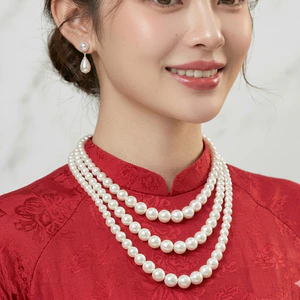 N792 dây chuyền hạt ngọc trai nhân tạo mang áo dài 3 sợi, chuỗi hạt ngọc trai nhân tạo sang trọng cho nữ