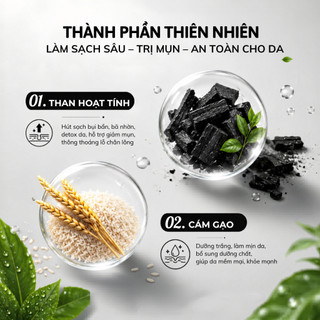 [MỚI] Sữa tắm NAM YOMANI than hoạt tính & cám gạo 1600ML, làm sạch sâu, loại bỏ bả nhờn và bụi bẩn