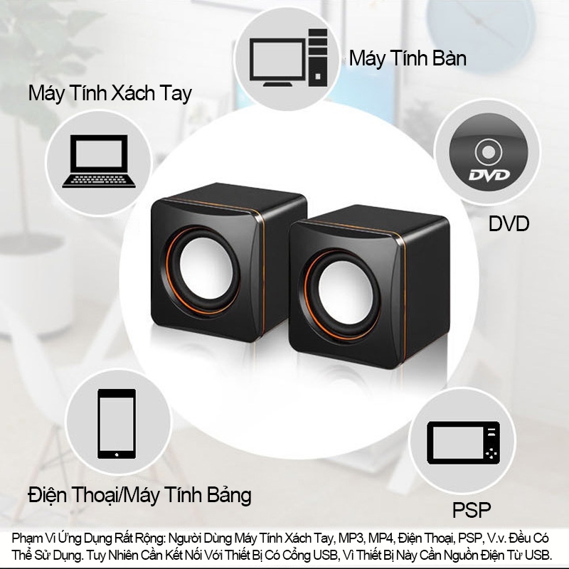Loa máy tính, loa mini, bass siêu mạnh, âm trầm khỏe, thích hợp dùng cho PC, laptop trên bàn.
