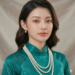 [N941] Dây chuyền Nữ, Vòng Cổ Ngọċ Trai Thuỷ Tinh 3 Tầng Sang Trọng Cho Nữ Mang Áo Dài - DAISYN
