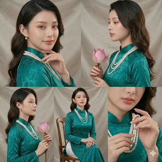 [N941] Dây chuyền Nữ, Vòng Cổ Ngọċ Trai Thuỷ Tinh 3 Tầng Sang Trọng Cho Nữ Mang Áo Dài - DAISYN