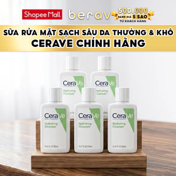 [MINISIZE] Combo 5 Sữa Rửa Mặt Cerave sạch sâu dành cho DA THƯỜNG & KHÔ Cerave Hydrating Cleanser 30mlx5 - Xanh Lá Neon