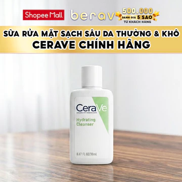 [MINISIZE] Sữa Rửa Mặt Cerave sạch sâu dành cho DA THƯỜNG & KHÔ Cerave Hydrating Cleanser 30ml - Xanh Lá Neon