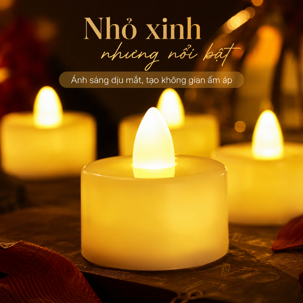 Nến Điện Tử LED Mini Ánh Sáng Vàng Ấm Kèm Pin - Nến Giả An Toàn Trang Trí Tiệc Sinh Nhật - Habo Shop