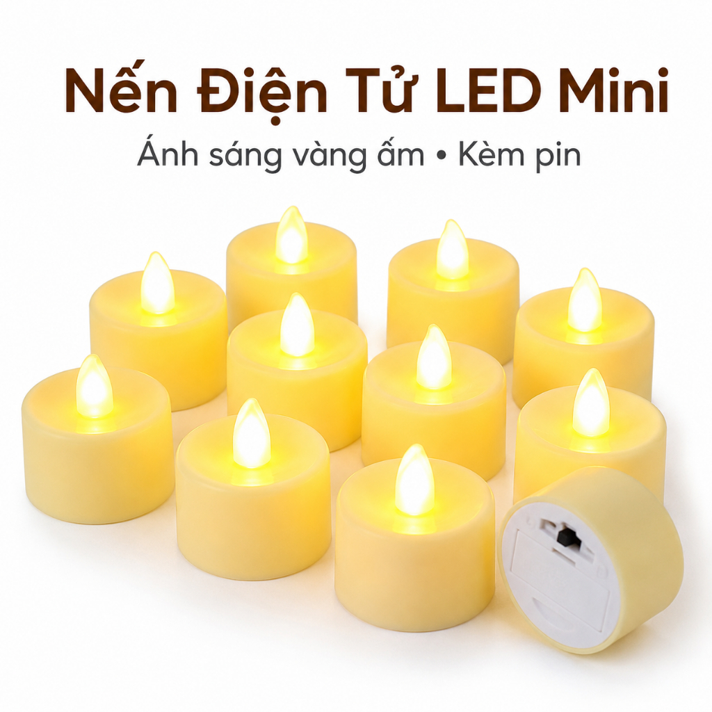 Nến Điện Tử LED Mini Ánh Sáng Vàng Ấm Kèm Pin - Nến Giả An Toàn Trang Trí Tiệc Sinh Nhật - Habo Shop