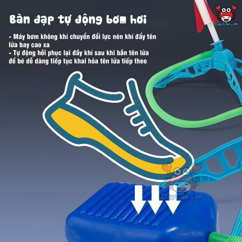 Bộ đồ chơi bệ phóng tên lửa có đèn Led, đồ chơi vận động an toàn cho bé, Bệ phóng tên lửa đồ chơi BEERSHOP.TOYS