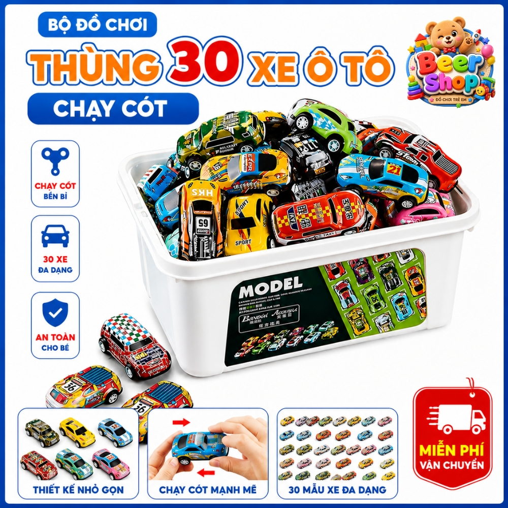 Thùng 30 Xe Ô Tô Đồ Chơi Hợp Kim, Combo Kèm Hộp Đựng Hàng Loại 1 Đồ Chơi Ô Tô Cho Bé BEERSHOP.TOYS
