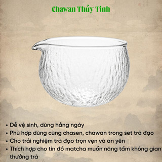 Bát Đánh Trà Thuỷ Tinh Gợn Sóng Có Miệng Chắt Phụ Kiện Tinh Tế Cho Góc Pha Trà M80