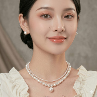 [N988] Vòng Cổ Ngọc Trai 8li Mặt 12li, Dây Chuyền Ngọc Trai Nhân Tạo, Chuỗi Hạt Ngọc - DAISYN