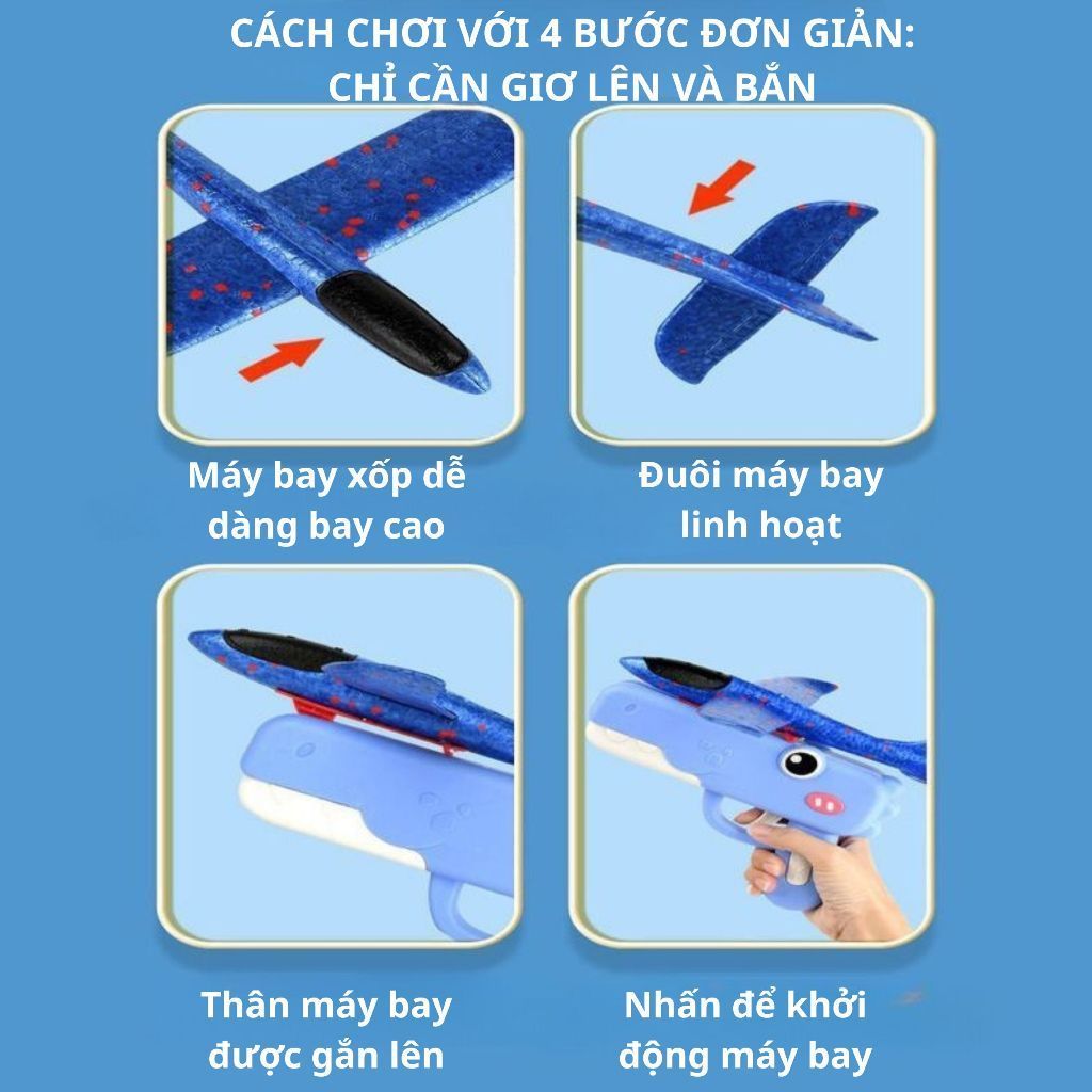 Đồ Chơi Phóng Máy Bay Xốp Cho Bé Hình Khủng Long, Máy Bay Lượn Bằng Xốp Bay Xa, An Toàn Cho Trẻ Em BEERSHOP.TOYS
