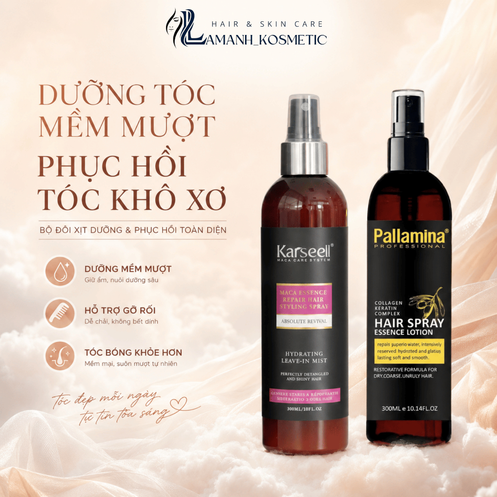 Xịt Dưỡng Tóc Karseell Pallamina 150ml/300ml | Xịt Đạm Dưỡng Mềm, Hỗ Trợ Bảo Vệ Tóc Khi Tạo Kiểu.